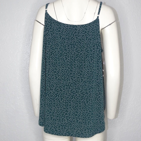 Molly Isadora Spaghetti Strap Wrap Front Top 1X Green Polk A Dot - Picture 4 of 5